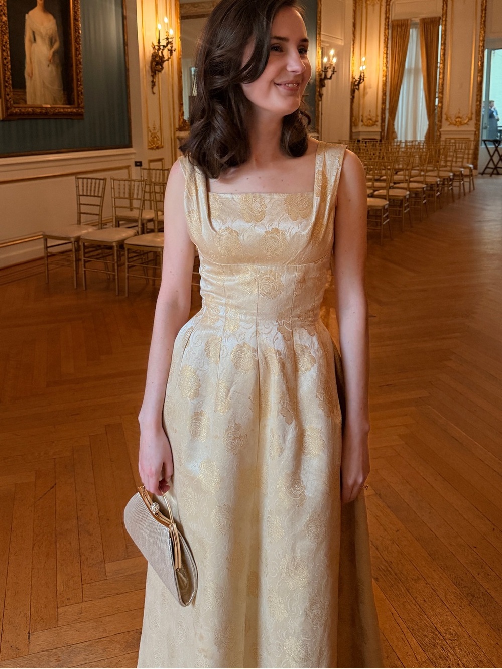 1950s Gold Brocade Ball Gown, XS